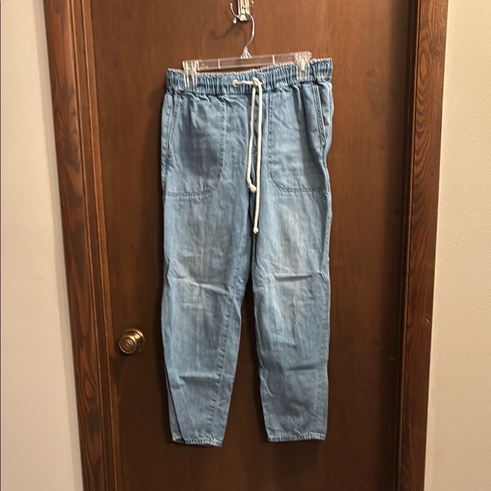 Light Blue Drawstring Denim Pants